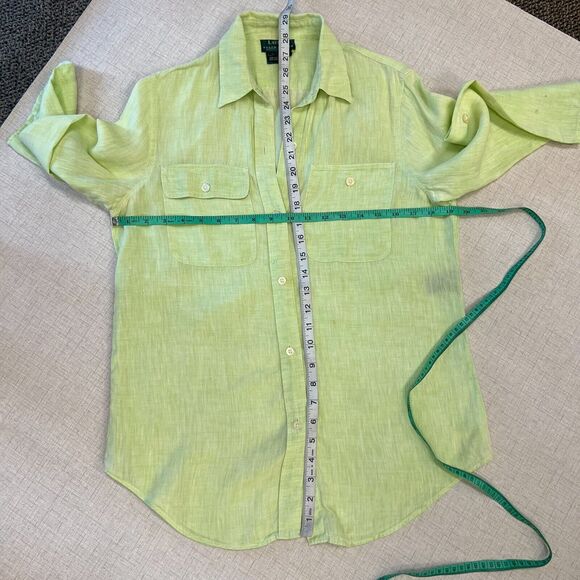 Lauren Ralph Lauren Linen Set M/8 Medium 8 Green Button Shirt Cargo Pants *READ - Picture 3 of 12
